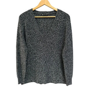 Athleta Shasta Wool Blend Sweater Black and White Split Side SizeSmall Oversized